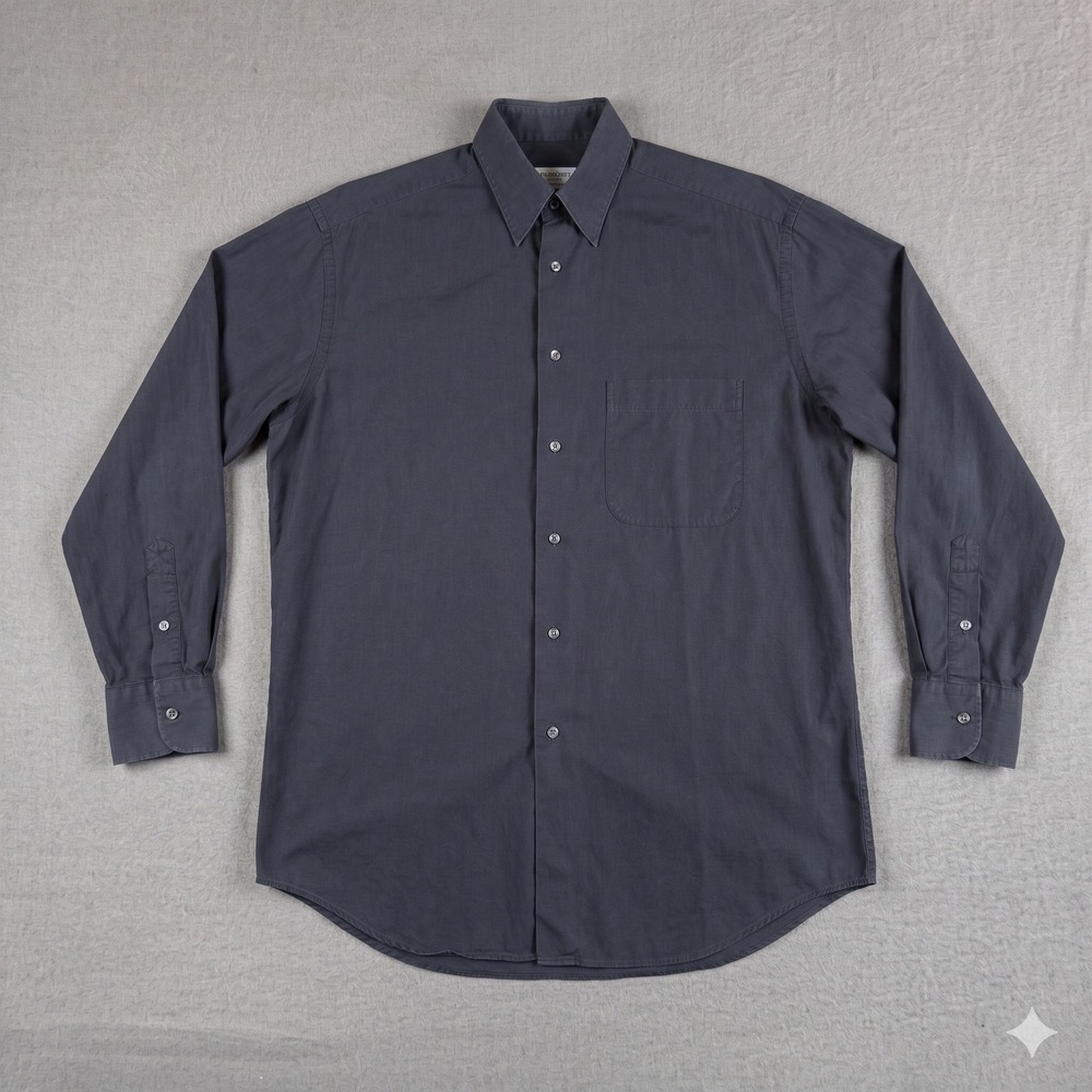 Armani Collezioni Mens Navy Blue Stretch Button Down Shirt Made in Italy 15.5 39